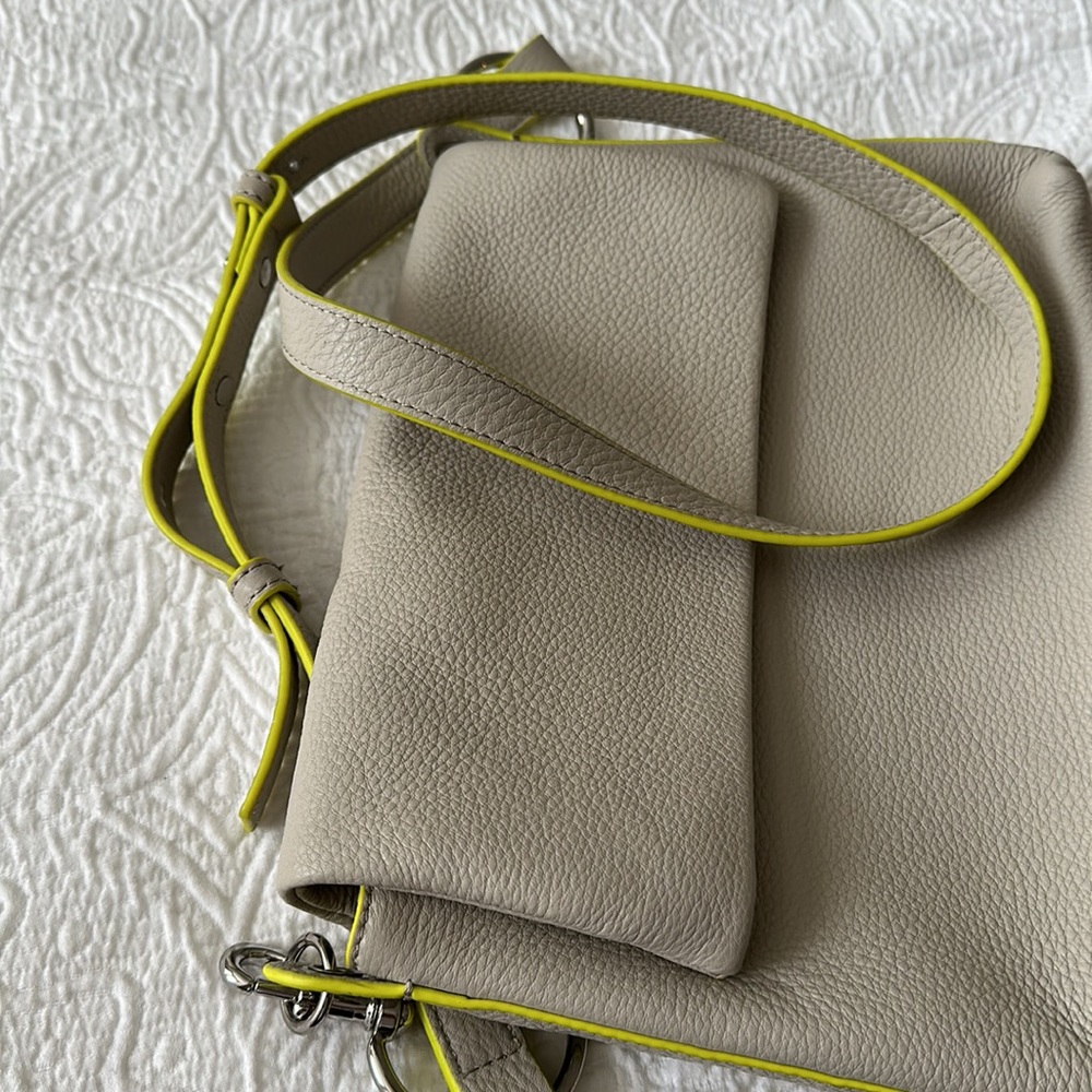 NEW never used Vince Camino Peebles leather crossbody bag. Color silver cloud